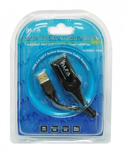 Alfa actieve USB verlengkabel 10m A/A (repeater)